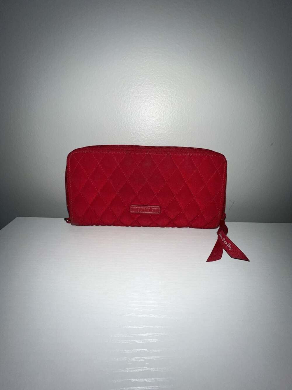 Vera Bradley Red Quilted Zip Around Wallet with Floral Lining